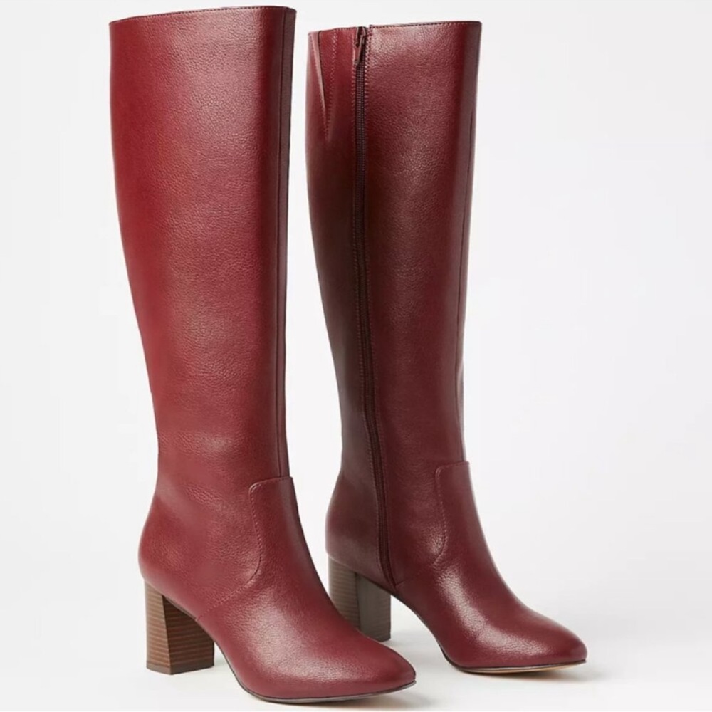 LOFT Red Over the Knee Boots Classic Silhouette